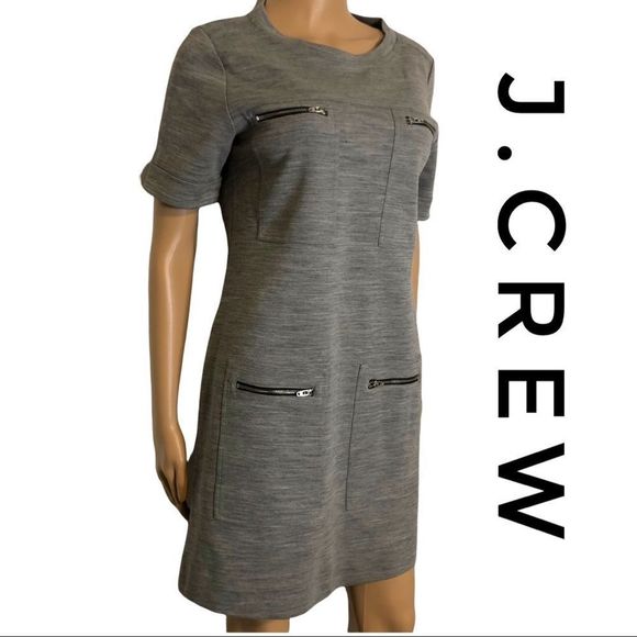 J.Crew Shift Dress Heather Gray Zipper Pockets - Picture 1 of 12